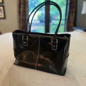 Elegant Black Leather Tote Bag